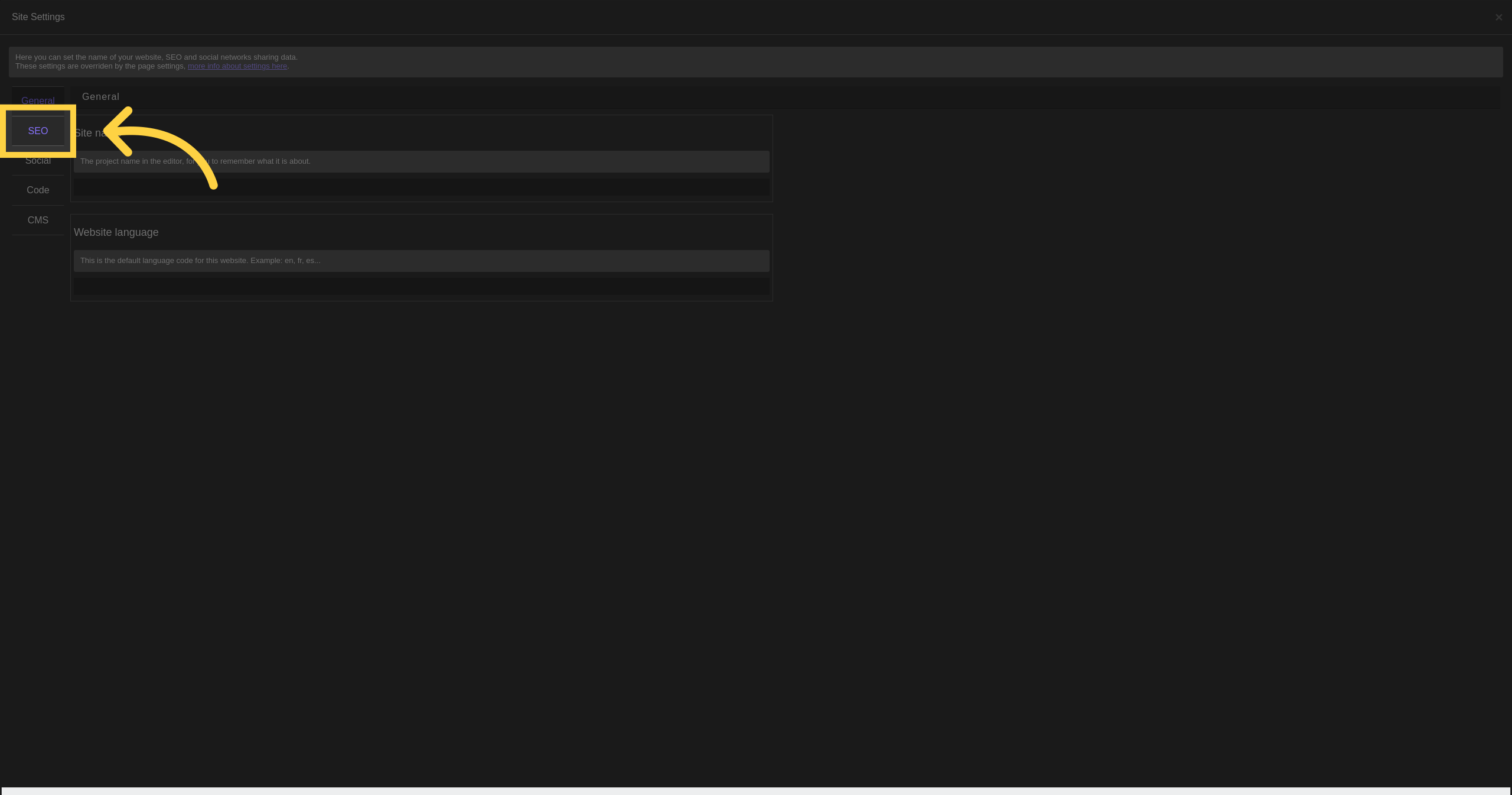 Click 'SEO'