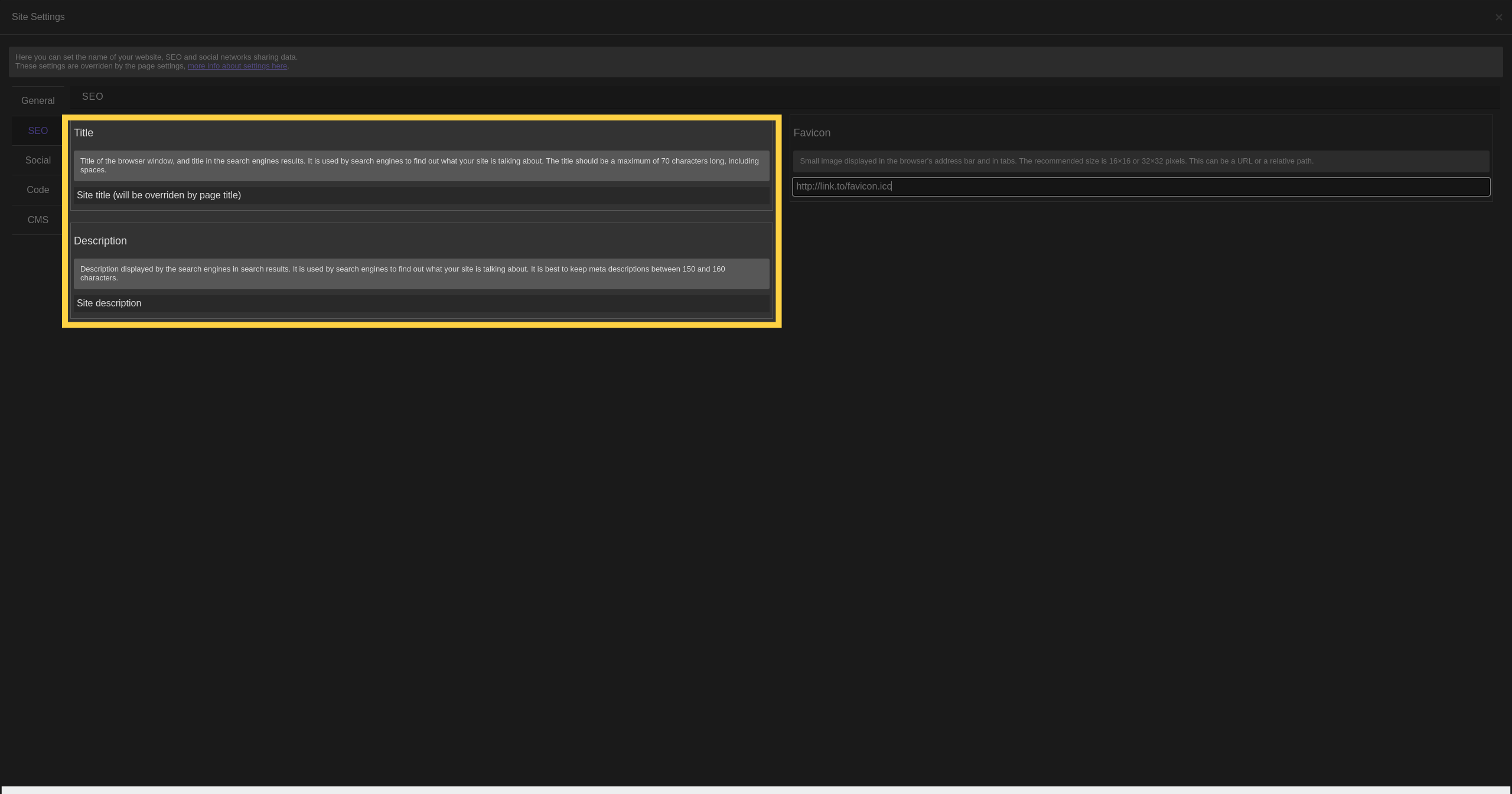 Fill the SEO meta tags